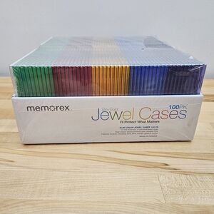 Memorex Jewel Cases 100 Pack Multi Color Slim CD Factory Sealed